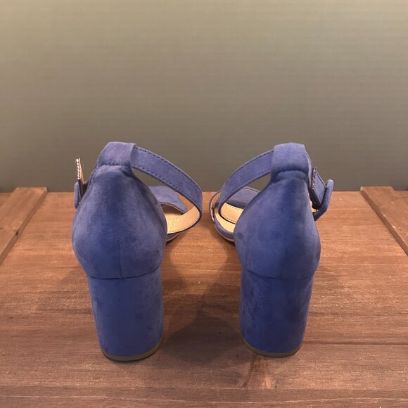 CL by Laundry Womens Blue Open Toe Block 3" Heel Pumps Size 9.5M - Picture 4 of 8